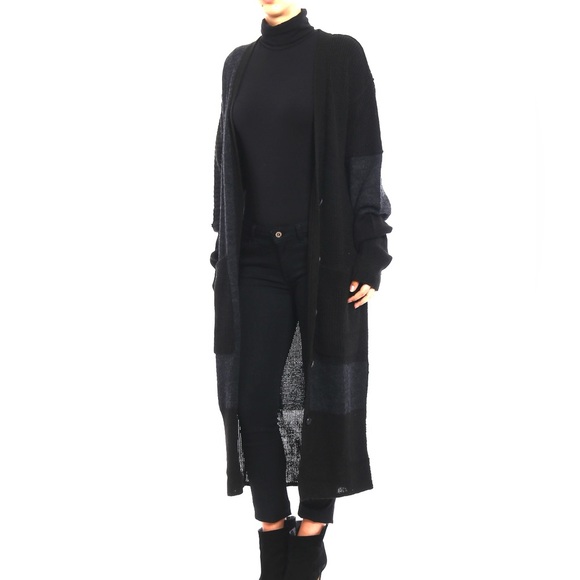 MCQ by Alexander McQueen Long Patchwork Duster Cardigan Size Xs - Black/Charcoal - Picture 3 of 10